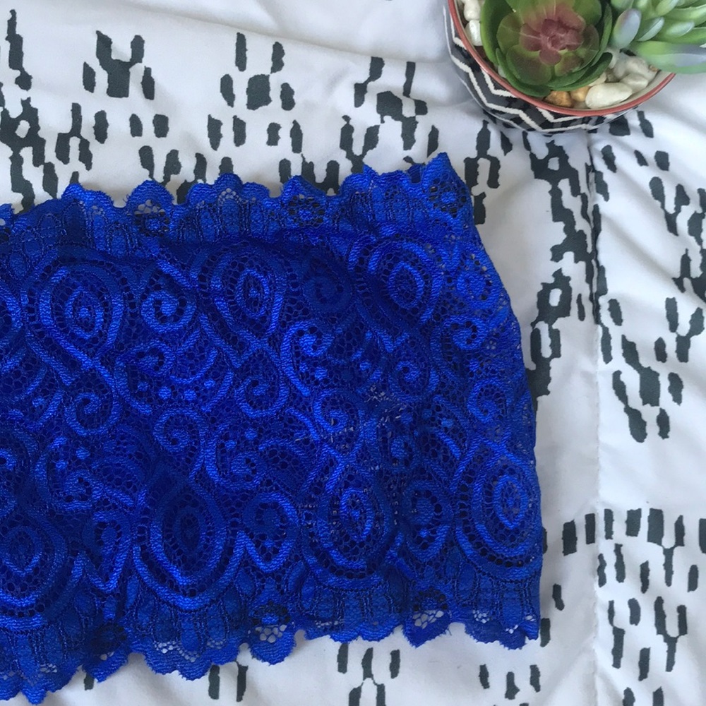 Free People bandeau blue lace bralette cobalt - Picture 2 of 5